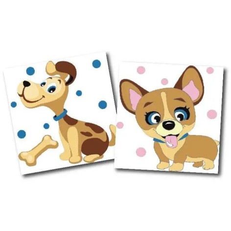 Картини за номерами (набір 2шт) 15*15см Песики