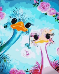 Набір для розпису по номерах Пара страусів Strateg розміром 30х40 см (SS6676)
