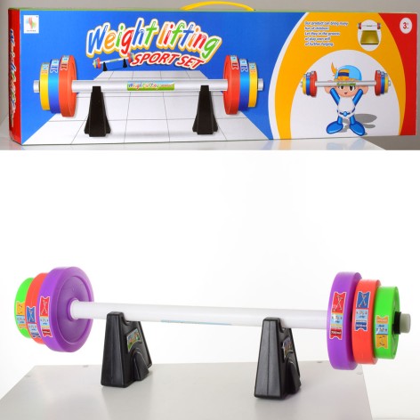 Гра пауерліфтинг, штанга, 80,5 см, набір ваги 6шт (350 мл, 500 мл, 750 мл), кор, 81-22-8,5 см 