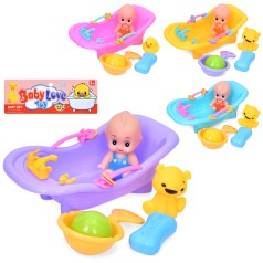 Пупс пискавка, 10см, ванна 26см, аксесуари, мікс видів, у п/е 22-35-5см 