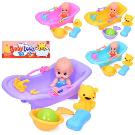Пупс пискавка, 10см, ванна 26см, аксесуари, мікс видів, у п/е 22-35-5см 
