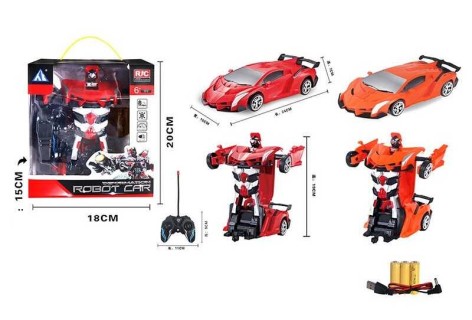 Машина-трансформер на р/к 2 види, на батарейках, USB-кабель, підсвічування, пульт 27 MHz, у кор. 