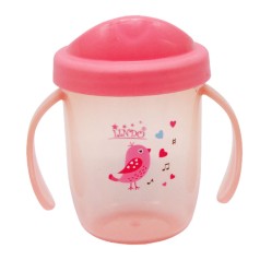 Поилка-непроливайка с ручками, 210 мл (розовая)