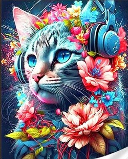 Набор для творчества алмазная картина Кот с наушниками Strateg размером 30х40 см кр (GM86861)