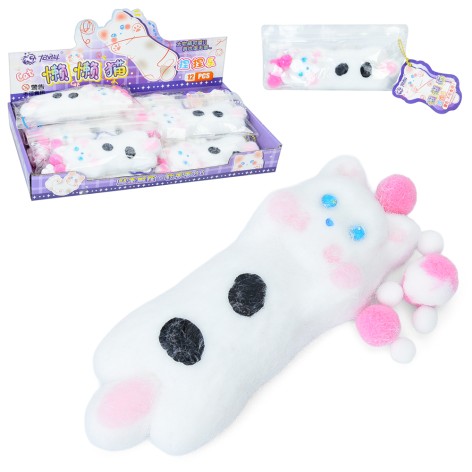 Іграшка антистрес, лінива кицька, 13,5-5см, мішура, у п/е  /12/144/12шт в кор. 31-16-4см