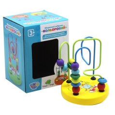 Деревянная игрушка Лабиринт MD 0060 на проволоке, 4 вида, корр., 9,5-13-9,5 см.