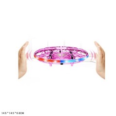 Летающая тарелка, 11,5см, реагирует на руку, USB зарядное, акум, свет, 2 цвета, в кор-ке 15-14,5-6см /12/