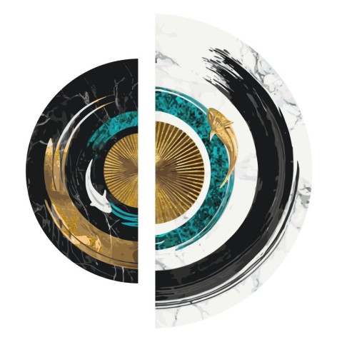 Картина по номерам с красками металлик Origami "Баланс противоположностей" полукруга 67x33,5 см и 49x24,2 см (OSR1001)