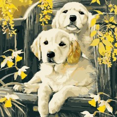 Набір для розпису по номерах Маленькі лабрадори Strateg розміром 40х40 см (SK021)