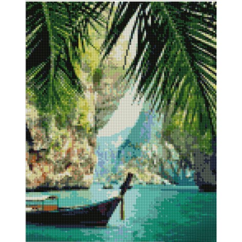 Набор для творчества алмазная картина Лодка в тропиках Strateg размером 30х40 см (KB129)