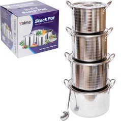 Набір каструль із нержавіючої сталі 4шт 4/5/7/8л з кришками D24/26/28/30см 83-41