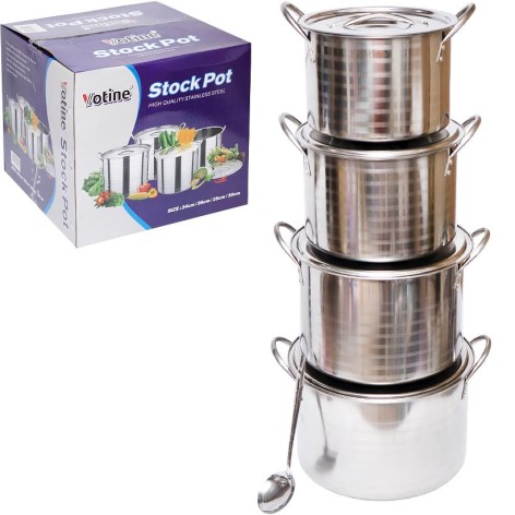 Набір каструль із нержавіючої сталі 4шт 4/5/7/8л з кришками D24/26/28/30см 83-41