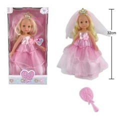 Лялька висота 32 см, гребінець для волосся, у кор. 