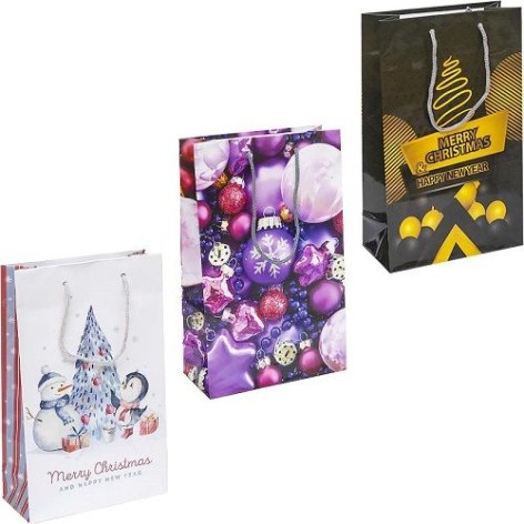 Пакет колірний середній «Новий рік» 27*16*5 см