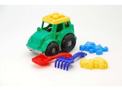 Трактор игрушечный Кузнечик №2 (лопатка+грабли+2 ремня) ДС