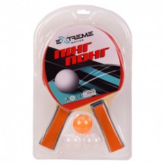 Теннис настольный 2 ракетки, 3 мячика в слюде (толщина 7 мм) размер упаковки – 19.5*29.5см, размер ракетки – 15*25см