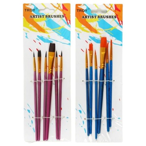 Набор кистей 2 вида, 6 штук, на листьях