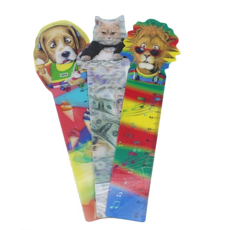 Закладки цветные для книг 3D с линейкой, 17*4,7см