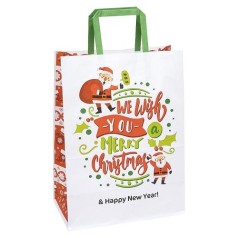 Пакет подарочный бумажный НОВОГОДНИЙ КРАФТ белый 25*15*34,5 см
