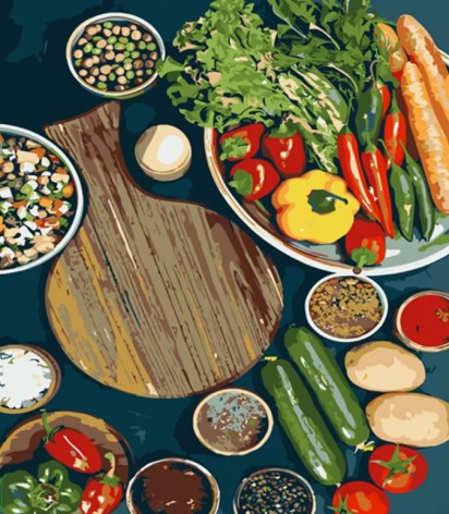 Набір для розпису за номерами Кулінарна фантазія Strateg розміром 30х40 см (LY69)