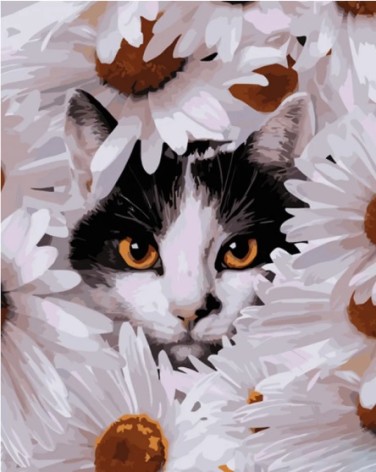 Набір для розпису по номерах Вусач у ромашках Strateg розміром 40х50 см (GS1229)