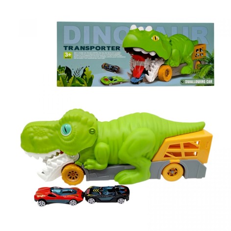 Трейлер-монстр-паркінг динозавр з метал.машинками(2шт.) кор.32*11*12 см.