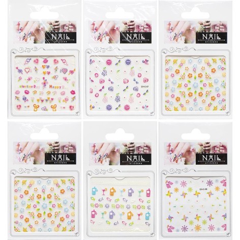 Наклейки на нігті А7, кольорові 3D МІКС арт. 000356, 12 шт в наборі, ЦІНА ЗА УП. 