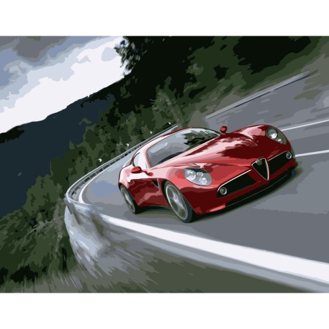 Картина по номерам Красная Альфа Ромео 40х50 см (VA-0558) с лаком и уровнем TM Strateg