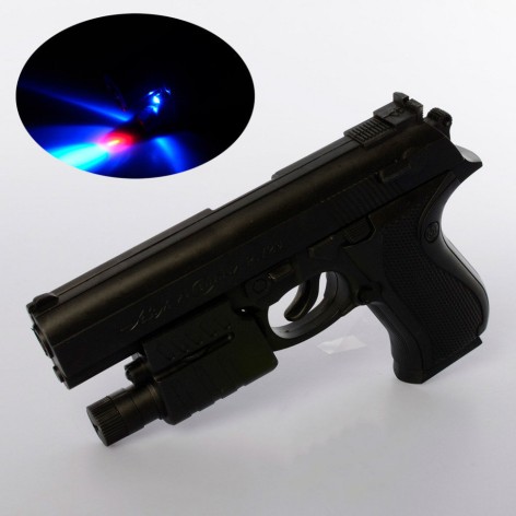 Пистолет игрушечный на пульках, 16 см, свет, лазер, батарейки (таблетки), 10,5-16-3 см