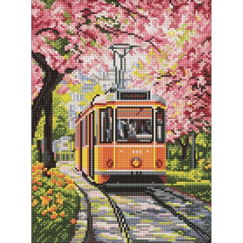 Алмазна мозаїка Ідейка "Квітуча дорога" 30x40 см