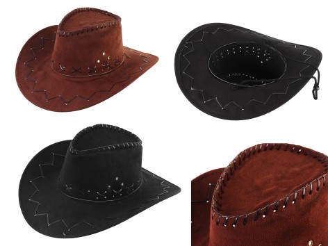 Шляпа ковбоя детская, замш черный, коричневый,36см