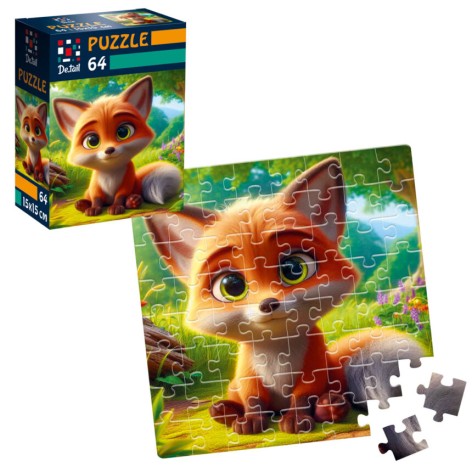 Пазлы De.tail. Любопытный лисенок. 64 детали DT1234-07