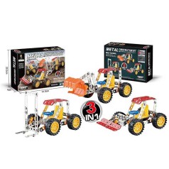Конструктор металлический, спецтехника, 3 варианта машинки, 122 элемента, в кор. 