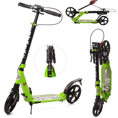 Самокат двоколісний для дітей та дорослих, ПУ колеса 200мм, підніжка SR2-018-9-GR