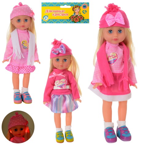 Кукла 32см, 3 вида, муз., свет, бат. (табл.), кул., 14-41-6 см. 