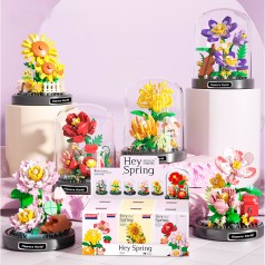 Конструктор квіти, колба, від 197дет, в кор-ці,(6видів) /12/72/6шт в кор. 26,5-11,5-18см