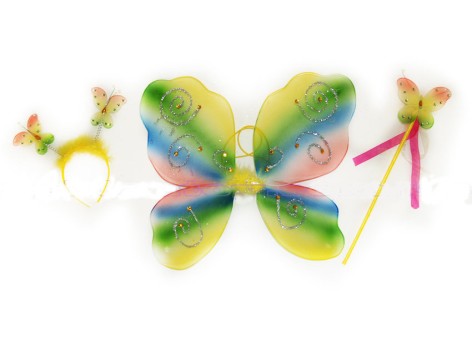 Набор бабочки - крылья радужные с камнями 45х37 см, обруч, палочка разноцветные