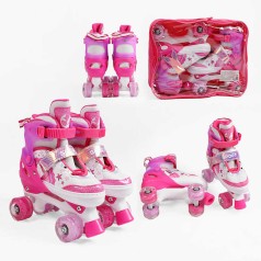 Ролики розмір 34-38 колір Рожевий, устілка 21-24 см, колеса PU, КОЛЕСА ЗІ СВІТЛОМ, d коліс – 4,5 см, в сумці/6/