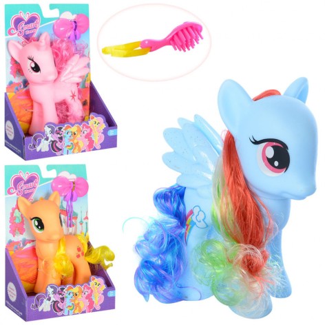 Лошадка Little Pony, 18 см, музыка, звук, свет, аксессуары, 3 вида, на батарейке (таблетки), в коробке, 18,5-26-8 см