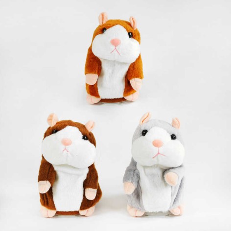 Мягкая игрушка 3 цвета, хомяк, повторюшка, на батарейках, микс видов 