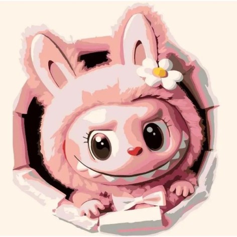 Картина за номерами "Рожевий Лабубу" 30х30 см