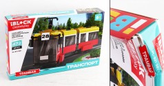 УЦЕНКА 30% Конструктор iBlock ТРАНСПОРТ Трамвай  3-х секційний 472 дет., інструкція та наліпки у комплекті, кор.46*28,5*6,4см 