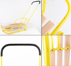 УЦЕНКА 20% Санки с ручкой СД-6Р ЖЕЛТЫЕ (4 продольные планки с подножкой)