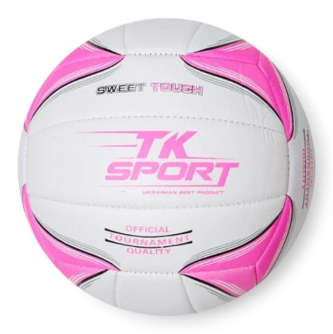 Мяч волейбольный TK Sport, мягкий PVC, 280 грамм, резиновый баллон (РОЗОВЫЙ)