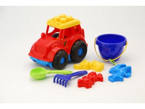 Трактор игрушечный Кузнечик №3 (лопатка+грабли+3пояски+ведро) ДС