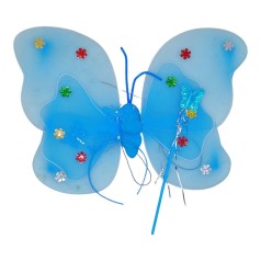 Крылья бабочки, обруч, волшебная палочка, с подсветкой голубые
