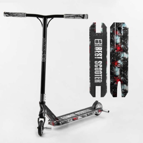 Самокат трюковый "Best Scooter" (HIC-система, ПЕГИ, алюминиевый диск и дека с ПРИНТОМ, колеса PU, d=110мм, ширина руля - 60 см, в коробке)