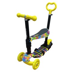 Самокат чотириколісний 5в1, жовтий (Транспортувальна упаковка)