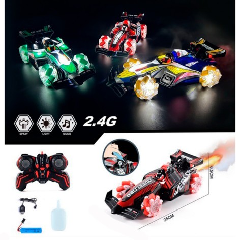 Р/К машина 2,4G, акум, 25см, звук, світло, пара/дим, колеса-ролики, корпус не б'ється, USBзарядне, 3 види, в кор-ці, 30-10,5-14см 