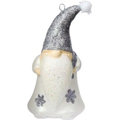 Ялинкова іграшка Гном білий зі сріблом